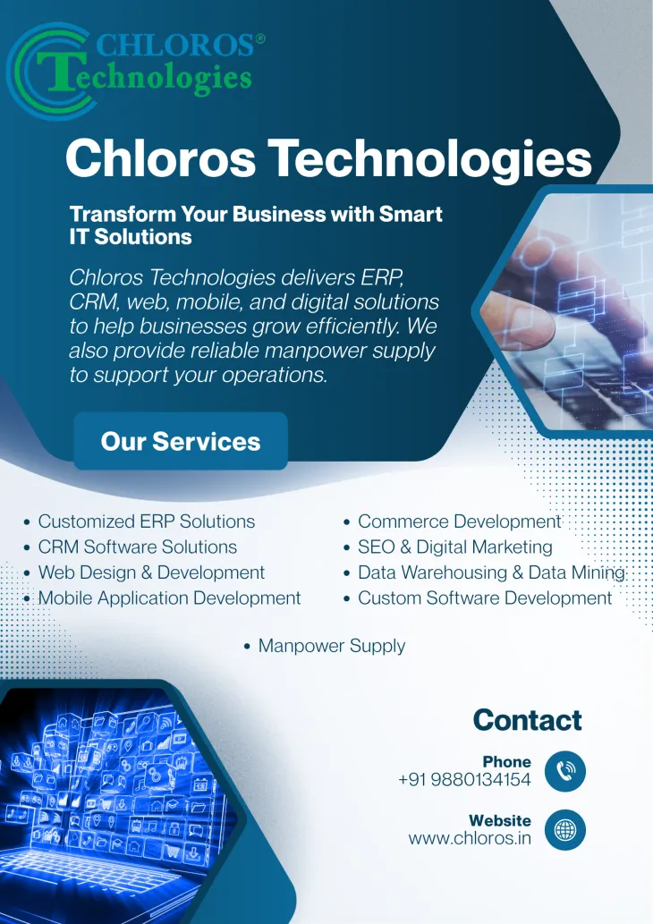 Chloros Technologies ERP CRM software development and manpower supply services for business automation and growth.