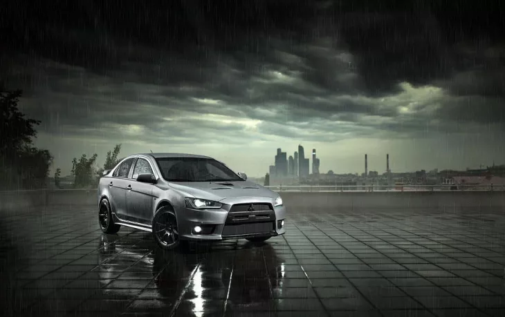 Mitsubishi Car On The Road