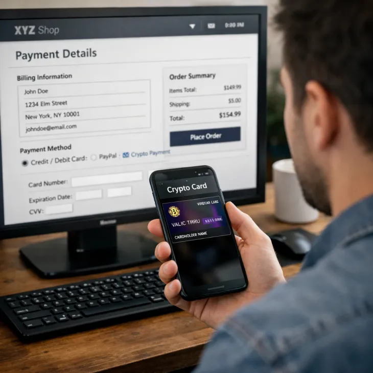 shopping with virtual crypto card
