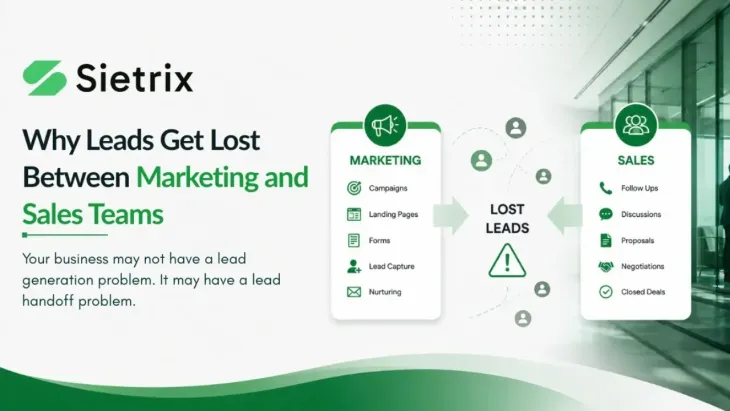 Blog banner image titled: Why Leads Get Lost Between Marketing and Sales Teams