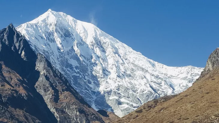 The view of langtang lirung from kyenjing ri. 