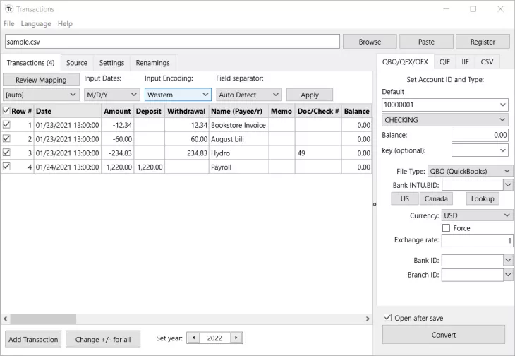 Transactions app