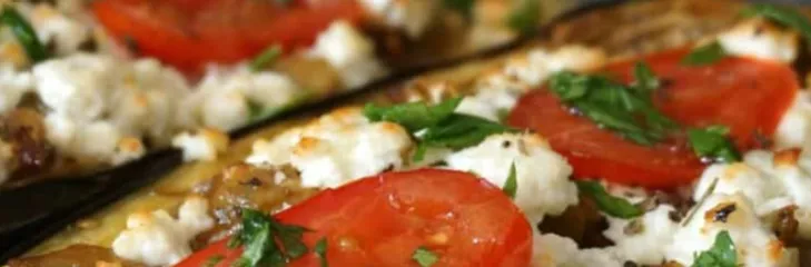 Eggplant stuffed with feta cheese and tomatoes