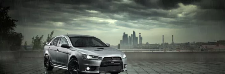 Mitsubishi Car On The Road