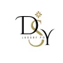 Stylish DSY Luxury PG logo featuring black and gold letters with a floral design element on a white background
