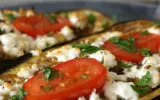Eggplant stuffed with feta cheese and tomatoes