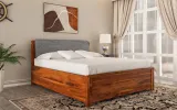 Solid Sheesham wood king-size bed with storage drawers by Saraf Furniture