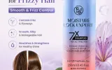 Blislis Professional Moisture Lock Expert 7X shampoo for frizzy hair, shown with a “Buy Shampoo for Frizzy Hair” message, smooth and frizz control benefits, and a before-and-after comparison of frizzy versus smooth, shiny hair.