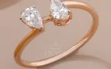 Toi et moi Ring in rose gold with Pear Shaped Diamond