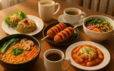 Wang House ramen, tteokbokki, corn dogs, and bibimbap.